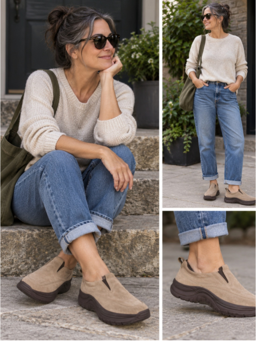 L.L. Bean Suede Comfort Mocs Slip On Walking Shoes Tan Women's Size 8